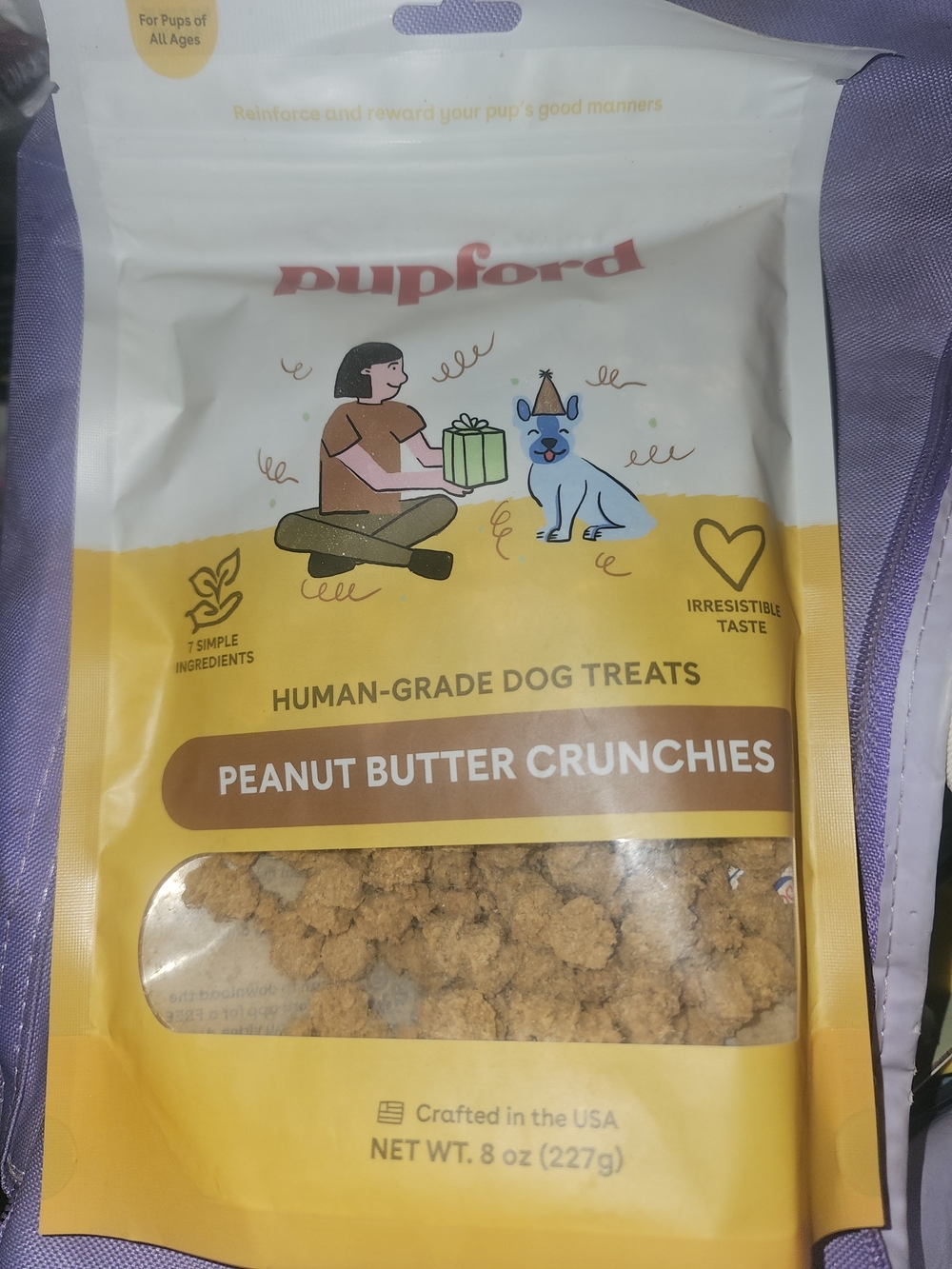 Pupford Peanut Butter Crunchies Dog Treats - Yellow & White Packaging